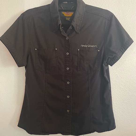 Harley-Davidson Tops - Harley Davidson,Black, silver stars womens Med. Chain at collar